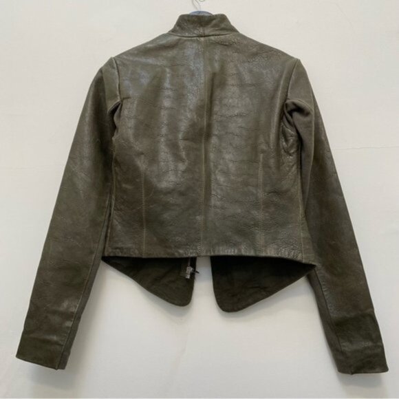 New Veda‎ x Lazerade Domino Moto Jacket Textured Leather Women Size XS NWT - Picture 4 of 9